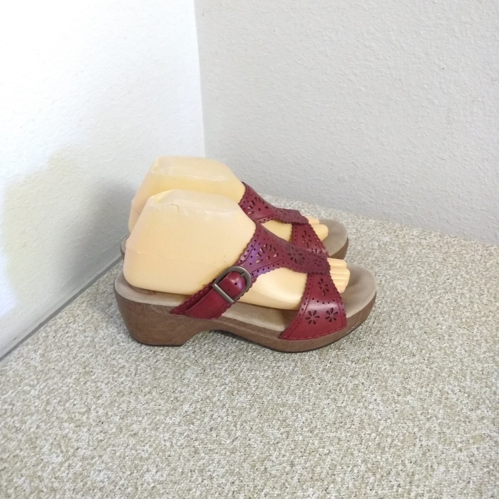 Dansko Dark Red Leather Sandals